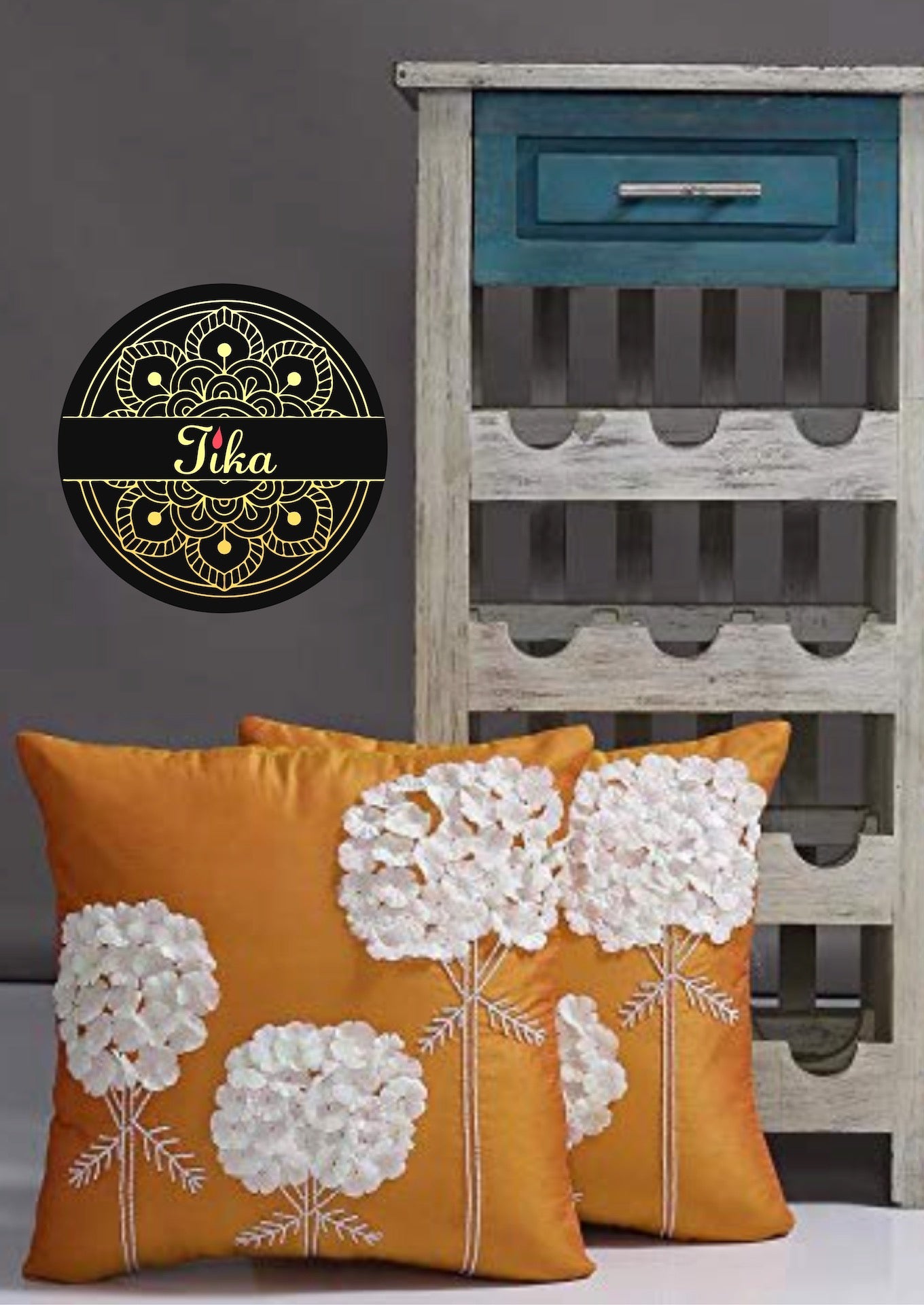 Orange with White Flowers