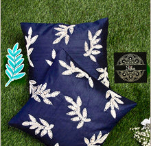 Load image into Gallery viewer, Blue Cushion With Shell Leaves